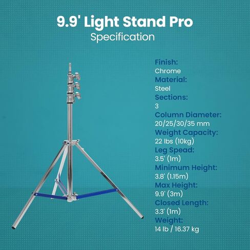 Flashpoint 9.9 'Light Stand Pro مع تسوية الساق والفضة in Kuwait