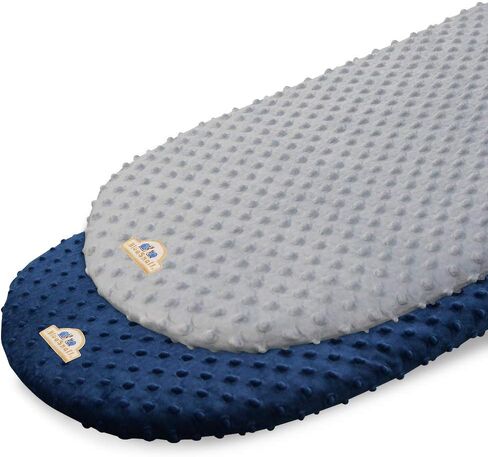 BlueSnail Soft and Strechy Minky Bassinet Fitted Sheet, Cradle Sheets for Bassinet Pad/Mattress 2pk (Bassinet, Navy+Gray) in Kuwait
