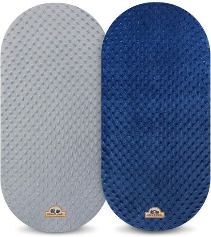BlueSnail Soft and Strechy Minky Bassinet Fitted Sheet, Cradle Sheets for Bassinet Pad/Mattress 2pk (Bassinet, Navy+Gray) in Kuwait