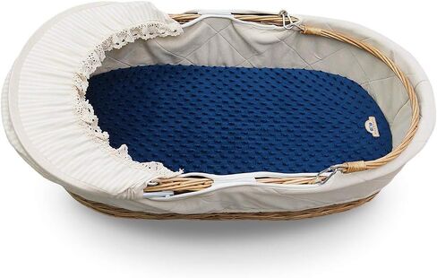 BlueSnail Soft and Strechy Minky Bassinet Fitted Sheet, Cradle Sheets for Bassinet Pad/Mattress 2pk (Bassinet, Navy+Gray) in Kuwait