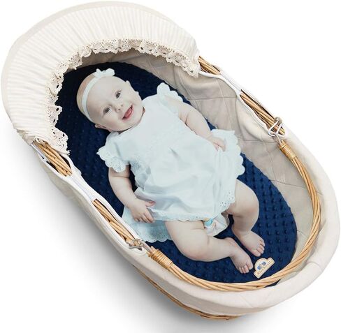 BlueSnail Soft and Strechy Minky Bassinet Fitted Sheet, Cradle Sheets for Bassinet Pad/Mattress 2pk (Bassinet, Navy+Gray) in Kuwait