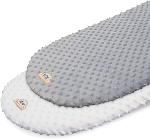 BlueSnail Soft and Strechy Minky Bassinet Fitted Sheet, Cradle Sheets for Bassinet Pad/Mattress 2pk (Bassinet, Navy+Gray) in Kuwait