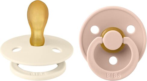 BIBS Pacifiers - Set of 2 | Colour Pacifier with Symmetrical Nipple | BPA-Free Natural Rubber | Made in Denmark | Ivory/Blush, 6-18 Months in Saudi Arabia
