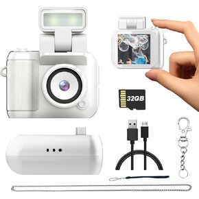 الكاميرا الرقمية المصغرة مع بطاقة 32 جيجا بايت-طراز Y2K على طراز FHD 1080p الكاميرا الرجعية مع تصميم قاعدة كاميرات القاعدة وسلسلة المفاتيح. 1.4 "شاشة LCD ، الكاميرات الصغيرة فائقة الكبرى ، خفيفة الوزن-الهدية الإبداعية المثالية. in Kuwait
