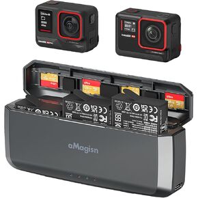 Amaimingji Insta 360 Ace Pro Accessories Charger ، 7710mAh Prinive-In 20W Fast Charger Hub لبطارية Insta360 Ace Pro/Ace ، ملحق سريع الشحن مع فتحات بطاقة Misro (البطارية غير متضمنة) in Kuwait