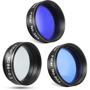 Astromania 1.25 "Color/Planetary Filter - #38a Blue Dark - حزمة مع - 1.25" مرشح القمر ND96-0.3 & Planetary #80A Blue in Kuwait