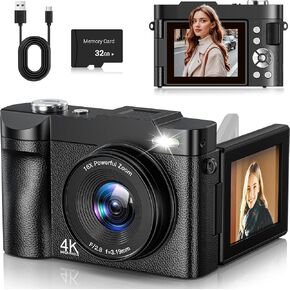 4K Digital Camera 50MP كاميرا تلقائية تلقائية للتكييف من أجل YouTube مع شاشة 2.8 "180 درجة ، وكاميرا التصغير الرقمية 16x مع بطاقة 32 جيجابايت للفتيان المبتدئين in Kuwait