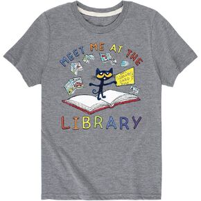 Instant Message - Pete The Cat - Meet Me at The Library - Youth Short Sleeve Graphic T-Shirt in Saudi Arabia