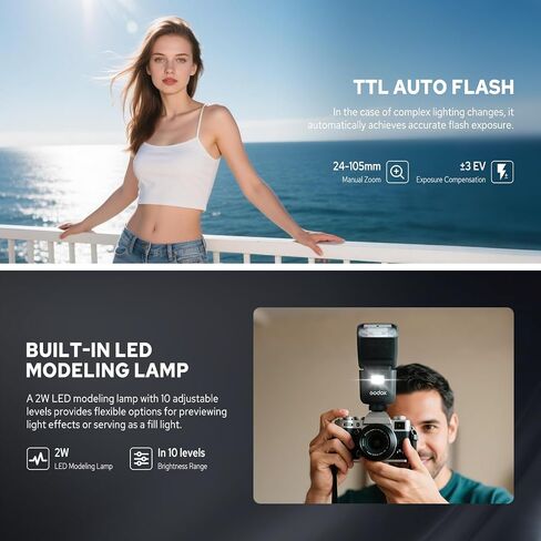 Godox V480O V480 TTL Flash Speedlite Touchscreen GN50 2.4G اللاسلكي 1/8000S HSS Monolight ، 650 وميض الطاقة الكامل ، وقت إعادة تدوير 1.7S ، مصباح طراز LED لأوليمبوس باناسونيك كاميراس in Saudi Arabia