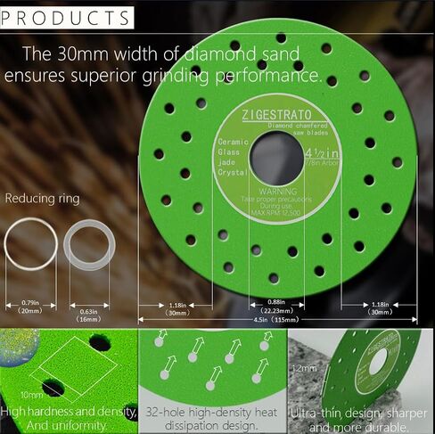 Diamond Chamfering Saw Blade for Angle Grinder,Rock Slab Grinding Disc,Glass Cutting Disc（10 Pieces） 4-1/2" X 7/8-inch Cutter, Cutting and Grinding Ceramics Glass Rock,Slab Crystals Tile and Jade in Saudi Arabia