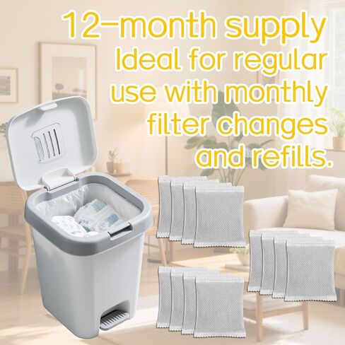 12pcs Carbon Filter Refills for Playtex, Activated Charcoal Odor Absorbing Deodorizer for Diaper Pail Systems Trash Cans Closets & Shoe Cabinets in Saudi Arabia
