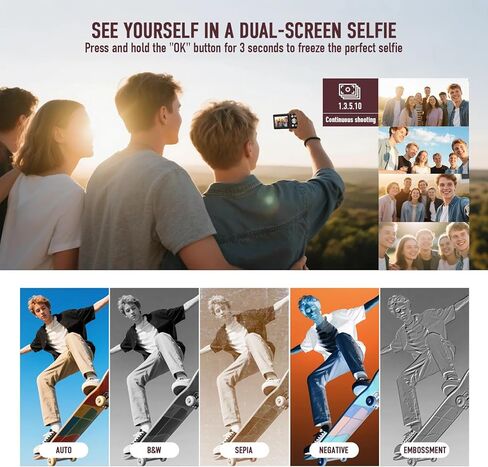 الكاميرا الرقمية ، 4 كيلو 48 ميجابكسل تلقائي تلقائي للشاشة المزدوجة لصور شخصية ، 18x Zoom ملء الضوء ، نقطة محمولة واطلاق النار على كاميرا السفر للأطفال ، المراهقين ، الفتيات ، الأولاد - الوردي in Saudi Arabia