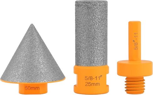 QWORK 2" Diamond Beveling Chamfer and Finger Milling Bit Set – Precision Enlargement and Edge Finishing for Tile, Porcelain, Granite, and Marble with 5/8-11 Thread Connection in Saudi Arabia