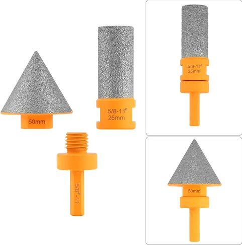 QWORK 2" Diamond Beveling Chamfer and Finger Milling Bit Set – Precision Enlargement and Edge Finishing for Tile, Porcelain, Granite, and Marble with 5/8-11 Thread Connection in Saudi Arabia