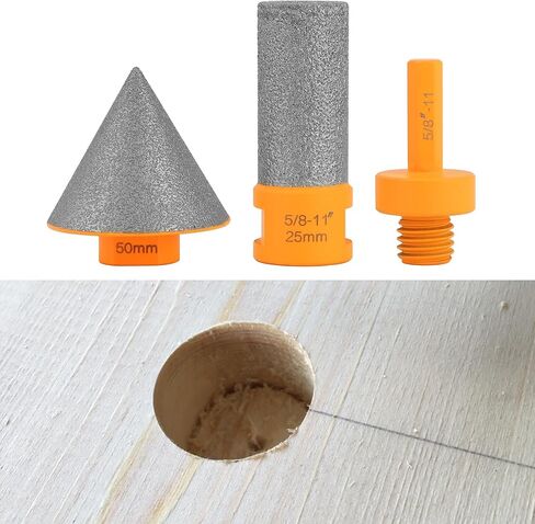 QWORK 2" Diamond Beveling Chamfer and Finger Milling Bit Set – Precision Enlargement and Edge Finishing for Tile, Porcelain, Granite, and Marble with 5/8-11 Thread Connection in Saudi Arabia