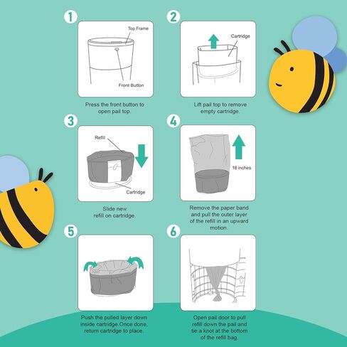 Refills Compatible with Dekor Plus Diaper Pail,4 Pack Diaper Pail Refill Bags Liners, Reinforced Thickness Diaper Trash Bags, Holds up to 2320 Diapers,Tropical Fruit in Kuwait