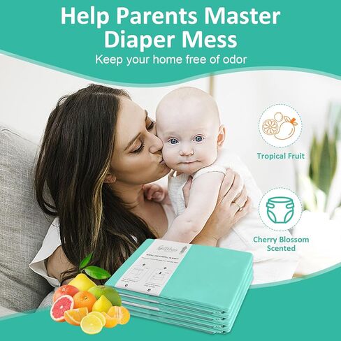 Refills Compatible with Dekor Plus Diaper Pail,4 Pack Diaper Pail Refill Bags Liners, Reinforced Thickness Diaper Trash Bags, Holds up to 2320 Diapers,Tropical Fruit in Kuwait