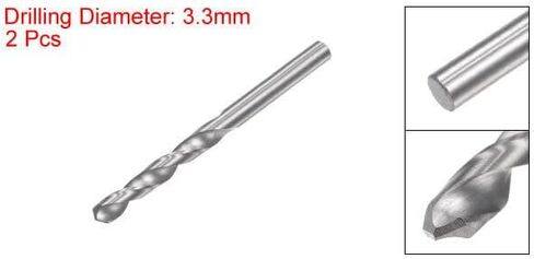 #US 2pcs 3.3mm C2/K20 Tungsten Straight Shank Spiral Flutes Twist Drill Bit in Saudi Arabia