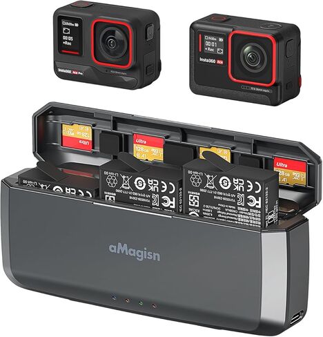 Amaimingji Insta 360 Ace Pro Accessories Charger ، 7710mAh Prinive-In 20W Fast Charger Hub لبطارية Insta360 Ace Pro/Ace ، ملحق سريع الشحن مع فتحات بطاقة Misro (البطارية غير متضمنة) in Kuwait