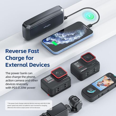 Amaimingji Insta 360 Ace Pro Accessories Charger ، 7710mAh Prinive-In 20W Fast Charger Hub لبطارية Insta360 Ace Pro/Ace ، ملحق سريع الشحن مع فتحات بطاقة Misro (البطارية غير متضمنة) in Kuwait