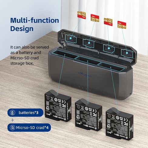 Amaimingji Insta 360 Ace Pro Accessories Charger ، 7710mAh Prinive-In 20W Fast Charger Hub لبطارية Insta360 Ace Pro/Ace ، ملحق سريع الشحن مع فتحات بطاقة Misro (البطارية غير متضمنة) in Kuwait