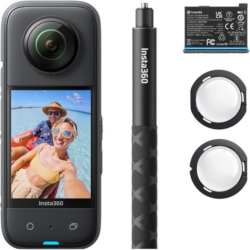 Insta360 X3 Starter Bundle - Camera 360 Action Camera مع 1/2 "48 ميجابكسل ، 5.7 كيلو 360 فيديو HDR نشط ، 72 ميجا بايت 360 صورة ، 4K عدسة واحدة ، وضع 60 إطارًا في الثانية ، التثبيت ، 2.29" شاشة تعمل باللمس ، تحرير الذكاء الاصطناعي ، منظمة العفو الدولية in Saudi Arabia