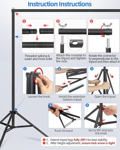 Hemmotop Backdrop Stand 10x8ft, Versatile Sizes Adjustable Banner Holder | Metal, Fits Projector Screen, Background, Balloon, Ideal for Photoshoot, Wedding, Birthday, Baby Shower Party, Photo Booth in Saudi Arabia