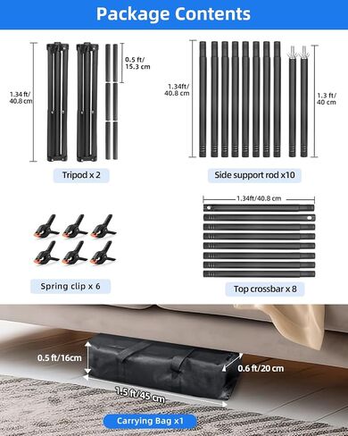 Hemmotop Backdrop Stand 10x8ft, Versatile Sizes Adjustable Banner Holder | Metal, Fits Projector Screen, Background, Balloon, Ideal for Photoshoot, Wedding, Birthday, Baby Shower Party, Photo Booth in Saudi Arabia