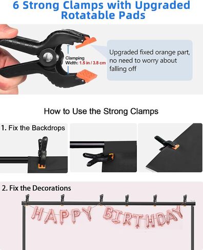 Hemmotop Backdrop Stand 10x8ft, Versatile Sizes Adjustable Banner Holder | Metal, Fits Projector Screen, Background, Balloon, Ideal for Photoshoot, Wedding, Birthday, Baby Shower Party, Photo Booth in Saudi Arabia