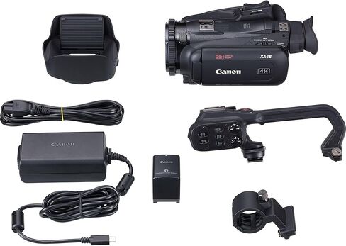 Canon XA65 احترافية UHD 4K Camcorder مع ZOOM البصري 20X ، 3G-SDI ، صوت XLR المزدوج ، 3.5 "شاشة تعمل باللمس ، USB-C ، البصرية ، حزمة البث المباشر مع حقيبة 200es + أكثر in Kuwait