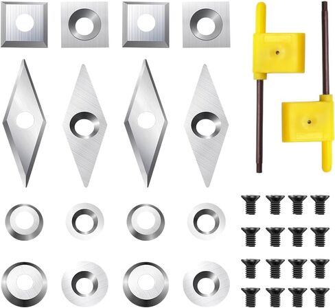12PCS Tungsten Carbide Routters Set Set ، أدوات مخرطة لأدوات تحول المخرطة الخشبية ، مزودًا بمسامير ومفك البراغي (Silver-12pcs) in Saudi Arabia