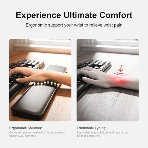 Aijeff Keyboard Wrist Rest with Cleaning Kit, Ergonomic Design Wrist Rest for Computer Keyboard, Laptops, Tablets, Wrist Support for Typing, Gaming, Black in Saudi Arabia