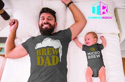 ThreadRock Brew Dad & Micro Brew Infant Bodysuit & Men's T-Shirt Set in Kuwait
