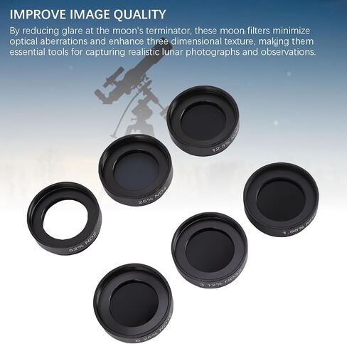 yunseity 6 pcs 1.25 بوصة تلسكوب مجموعة مرشحات ND ، مرشحات العيون ذات الإرسال العالي مع علبة الألومنيوم ، تعزيز الملاحظات القمرية ، لتصوير القمر الواضح in Saudi Arabia