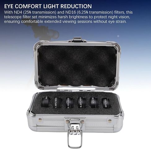 yunseity 6 pcs 1.25 بوصة تلسكوب مجموعة مرشحات ND ، مرشحات العيون ذات الإرسال العالي مع علبة الألومنيوم ، تعزيز الملاحظات القمرية ، لتصوير القمر الواضح in Saudi Arabia