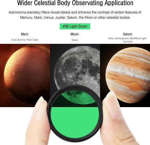 Astromania 1.25" Color/Planetary Filter - #56 Green - Bundle with - 1.25" Plossl Eyepiece Set (4 10 25mm) with 2X Barlow in Saudi Arabia