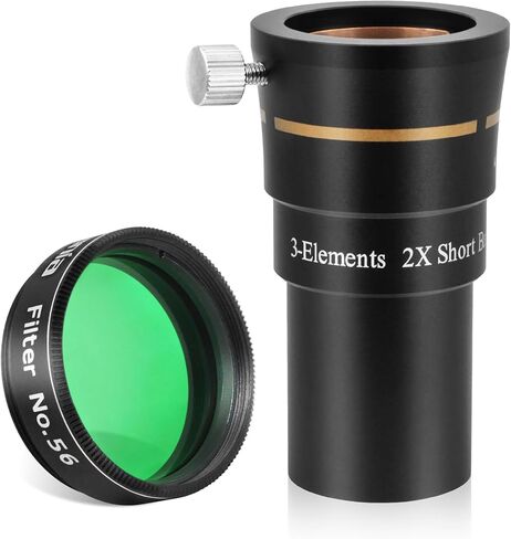 Astromania 1.25" Color/Planetary Filter - #56 Green - Bundle with - 1.25 Inch Telescope Barlow Lens 2X with 3-Elements in Saudi Arabia