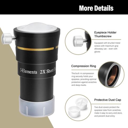 Astromania 1.25" Color/Planetary Filter - #56 Green - Bundle with - 1.25 Inch Telescope Barlow Lens 2X with 3-Elements in Saudi Arabia