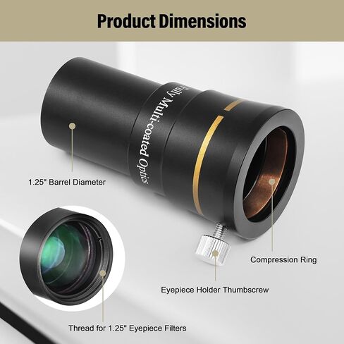 Astromania 1.25" Color/Planetary Filter - #56 Green - Bundle with - 1.25 Inch Telescope Barlow Lens 2X with 3-Elements in Saudi Arabia