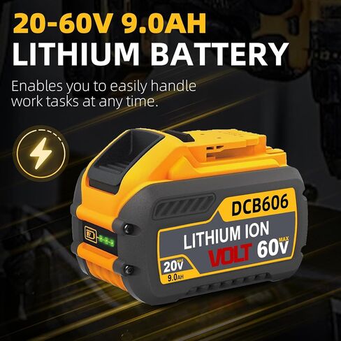 2 Pack 9000mAh/9.0Ah 20V/60V MAX Replacement for DeWalt DCB606 DCB609 DCB612 Batteries Compatible with DeWalt 20V/60V Variable Voltage Battery Chargers and Power Tools in Saudi Arabia