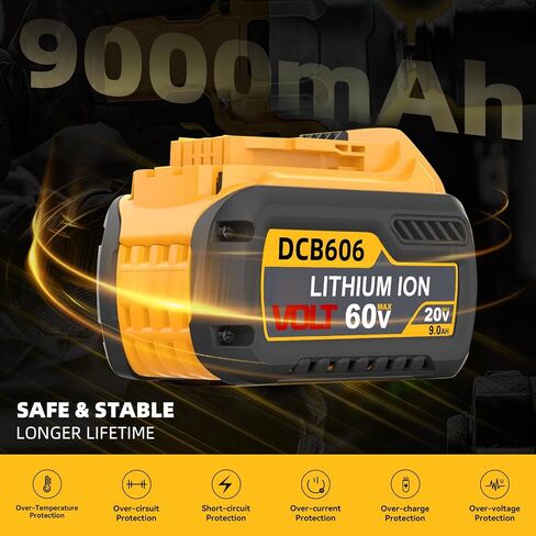 2 Pack 9000mAh/9.0Ah 20V/60V MAX Replacement for DeWalt DCB606 DCB609 DCB612 Batteries Compatible with DeWalt 20V/60V Variable Voltage Battery Chargers and Power Tools in Saudi Arabia