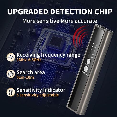KT-02 Hidden Camera Detector, 2025 New, 5 Levels Sensitivity, 4 Modes to Detect Spy Cameras, Bugs, GPS Trackers, with Flashlight, Audible Alarm/Beeping Mode, for Hotels, Cars, Offices in Saudi Arabia