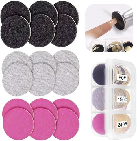 60 PCS Interchangeable Sandpaper Discs, 80, 150 and 240 Grit, for Use with Electric Pedicure Tools to Remove Dead Skin and Calluses with Sandpaper, Black, White, Pink in Saudi Arabia