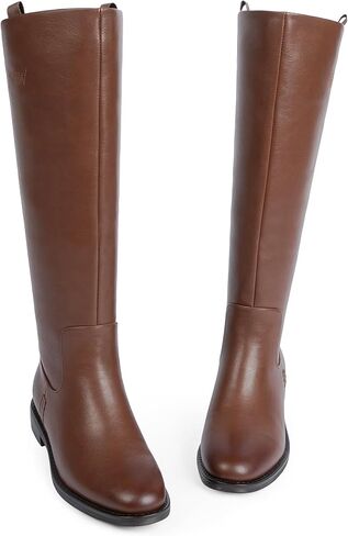 Modatope Knee High Boots Women Rounded Toe Flat Retro Bais Opening Low Chunky Heel Riding Boots in Saudi Arabia