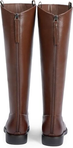 Modatope Knee High Boots Women Rounded Toe Flat Retro Bais Opening Low Chunky Heel Riding Boots in Saudi Arabia