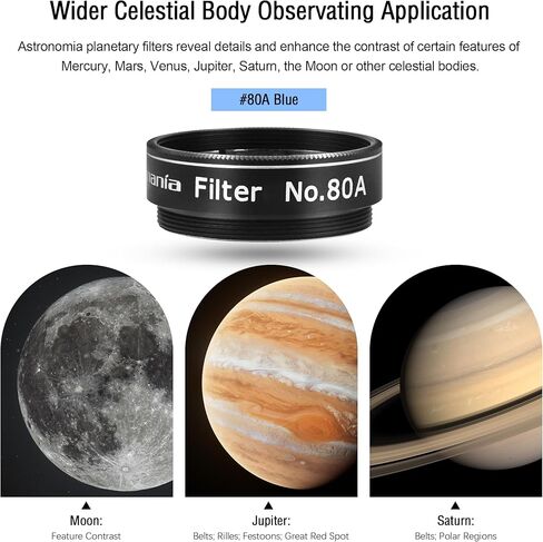 Astromania 1.25" Color/Planetary Filter - #38A Dark Blue - Bundle with - 1.25" Moon Filter ND96-0.3&Planetary #80A Blue in Saudi Arabia