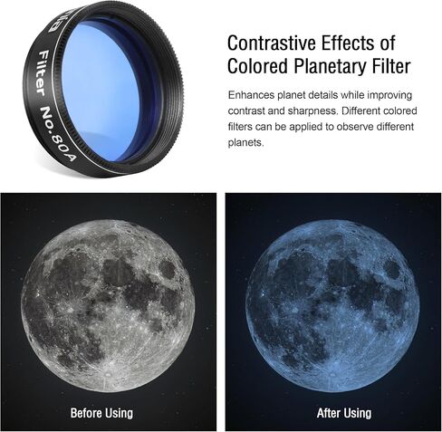 Astromania 1.25" Color/Planetary Filter - #38A Dark Blue - Bundle with - 1.25" Moon Filter ND96-0.3&Planetary #80A Blue in Saudi Arabia