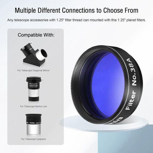Astromania 1.25" Color/Planetary Filter - #38A Dark Blue - Bundle with - 1.25" Moon Filter ND96-0.3&Planetary #80A Blue in Saudi Arabia