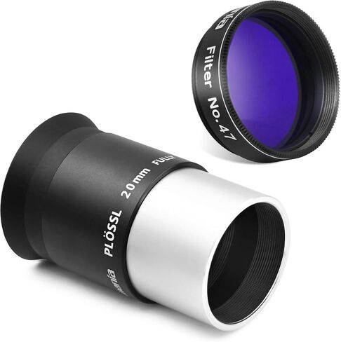 Astromania 1.25" Color/Planetary Filter - #47 Dark Blue - Bundle with - 1.25" Telescope Eyepiece 20mm Plossl in Saudi Arabia