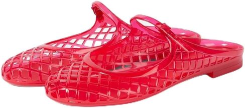 MAVMAX Clear Jelly Slide Sandals for Women Mary Jane Mules Breathable Closed Toe Flat Summer Slip On Mesh Slides for Woman in Kuwait